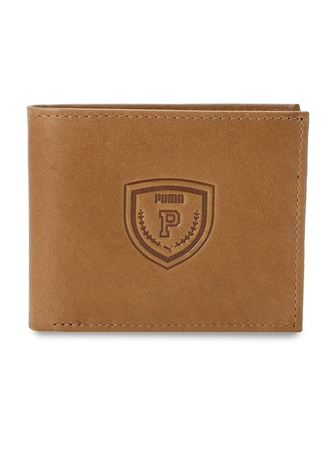 Puma Desert Tan Leather Textured Bi-Fold Wallet