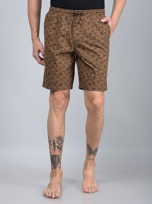 Crimsoune Club Brown Cotton Regular Floral Shorts-picture-28