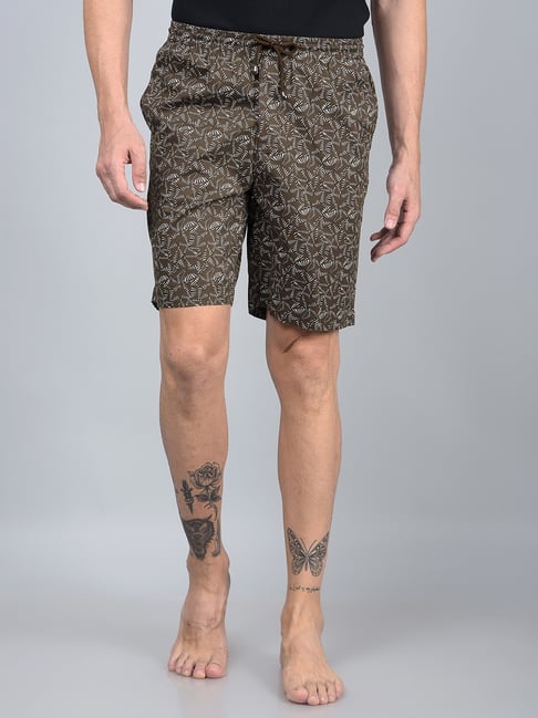 Crimsoune Club Brown Cotton Regular Printed Shorts