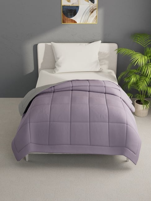 Bianca Mauve & Silver Microfibre Solid Double Comforter