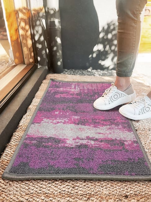 Bianca Purple & Grey Nylon Abstract Door Mat (Large)