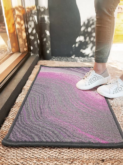 Bianca Purple & Pink Nylon Abstract Door Mat (Large)