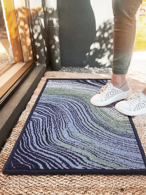 Bianca Sea & Blue Nylon Abstract Door Mat (Large)
