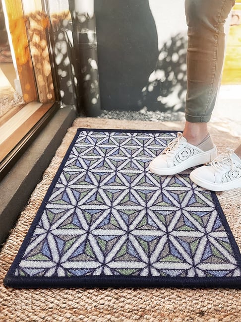 Bianca Green Nylon Geometric Door Mat (Large)