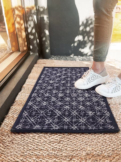 Bianca Med & Blue Nylon Abstract Door Mat (Medium)
