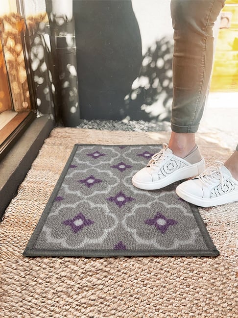 Bianca Purple & Grey Nylon Abstract Door Mat (Small)