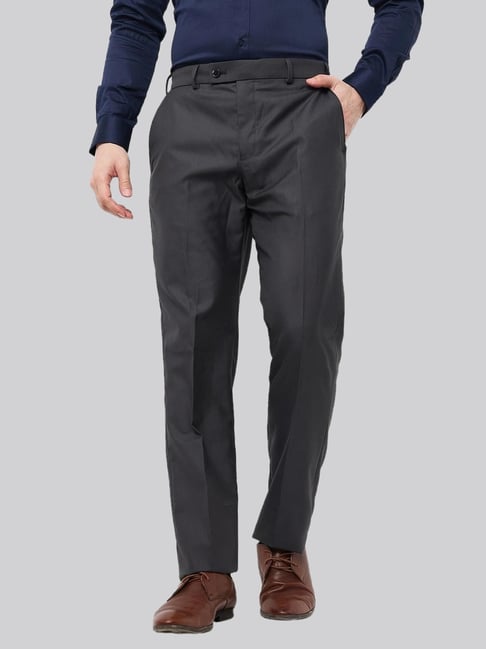Park Avenue Grey Regular Fit Trousers-picture-35