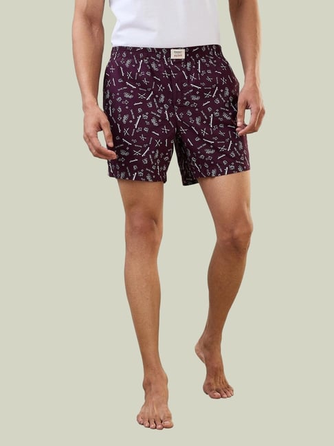 SleepZ by Raymond Purple Cotton Regular Fit Printed Boxers-picture-22