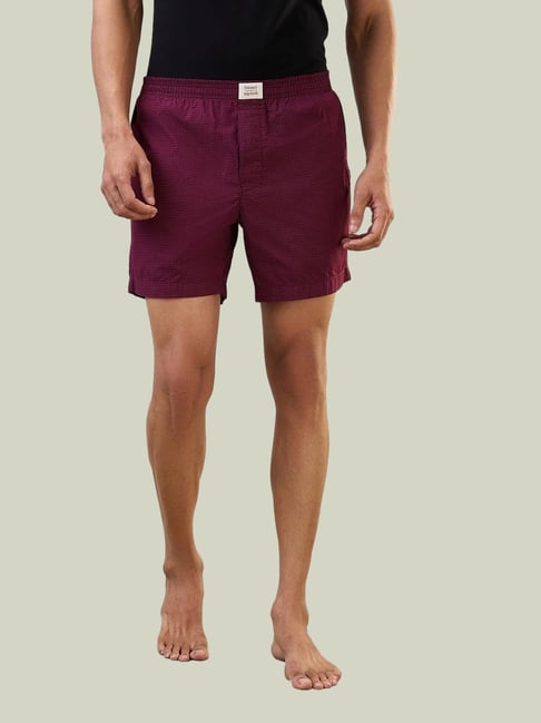 SleepZ by Raymond Maroon Cotton Regular Fit Printed Boxers-picture-32
