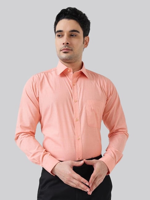 Raymond Orange Cotton Slim Fit Shirt