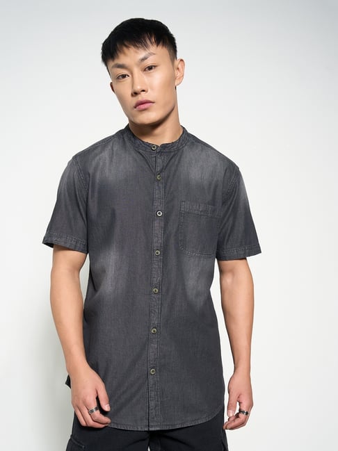 Sf Jeans By Pantaloons Black Cotton Slim Fit Denim Shirt-picture-45