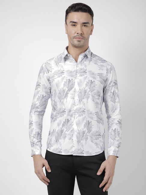 Numero Uno Grey Cotton Slim Fit Printed Shirt-picture-44