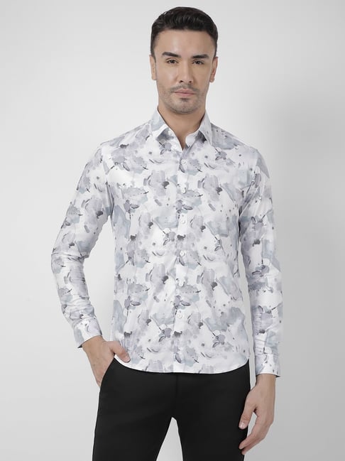 Numero Uno Grey Cotton Slim Fit Printed Shirt-picture-24