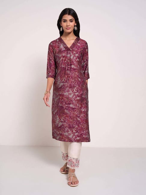 Rangmanch by Pantaloons Maroon Printed Kurtas-picture-13