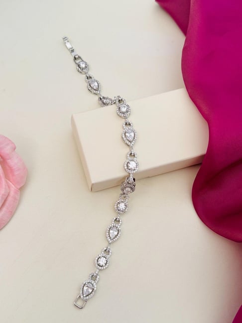 Abdesigns Silver Statement American Diamond Bracelets-picture-46