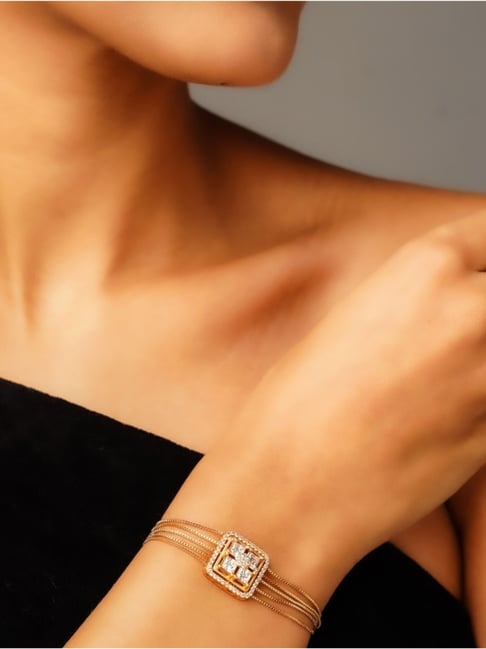 Abdesigns Gold-Tone Plated Statement American Diamond Bracelets