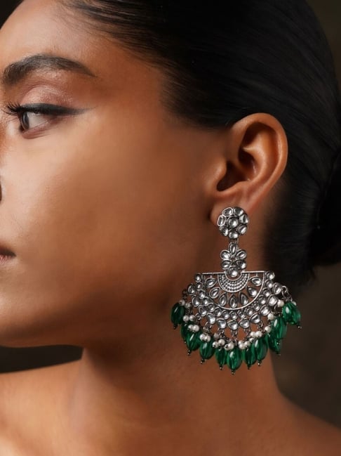 Abdesigns Silver Oxidized Dangler Earrings