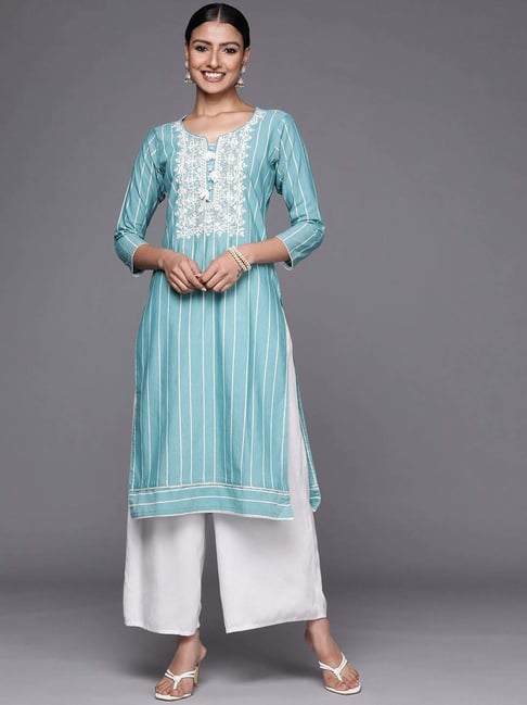 Libas Blue Embroidered Kurtas-picture-14