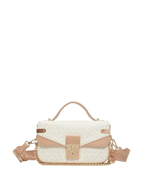 Aldo Beige Printed Medium Sling Handbag