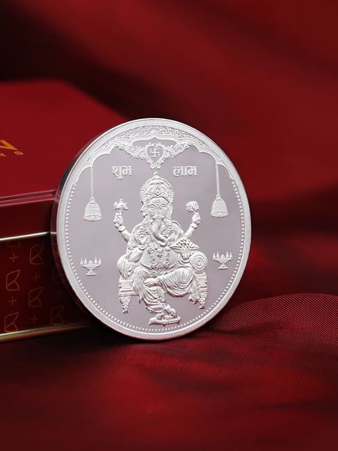 Kalyan Jewellers 999 Purity 50gm Ganesha Silver Coin-image-39
