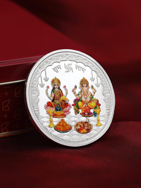 Kalyan Jewellers 999 Purity 50gm Lakshmi & Ganesha Silver Coin-image-42