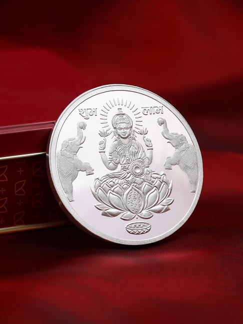 Kalyan Jewellers 999 Purity 100gm Lakshmi & Ganesha Silver Coin