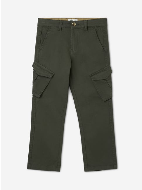 The Souled Store Boys Green Cotton Regular Cargo Pants-picture-18