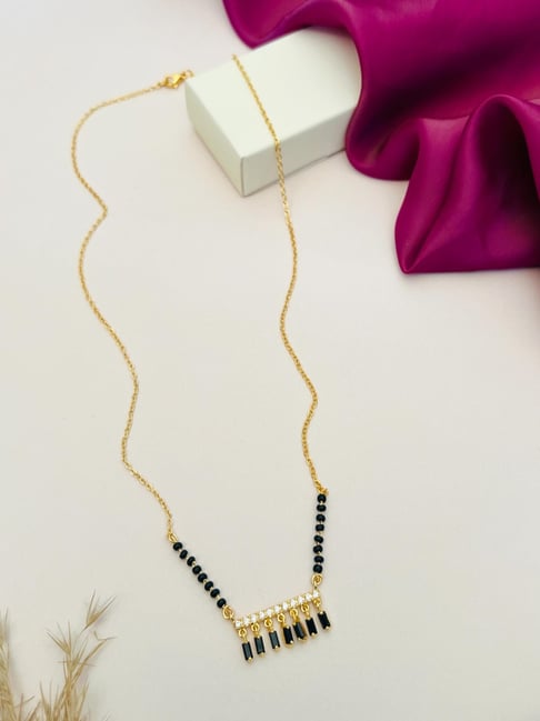 Abdesigns Gold-Tone Plated American Diamond Studded Beaded Mangalsutras-picture-36