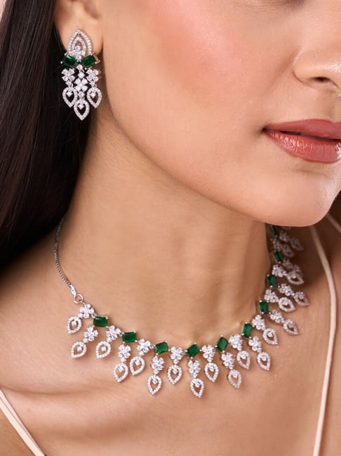 Abdesigns Silver Statement Necklace & Earring Set-picture-24