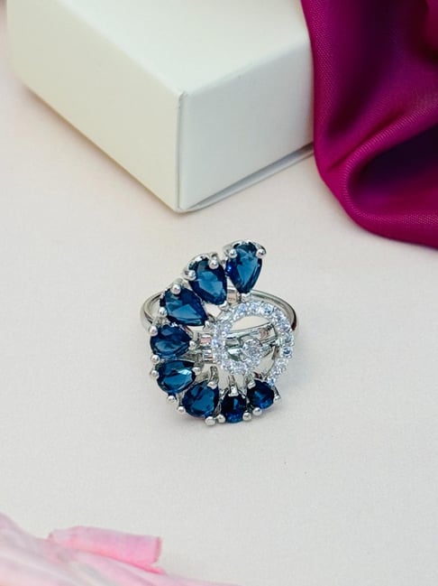 Abdesigns Silver Exquisite American Diamond Cocktail Rings-picture-22