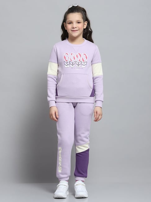 Buy Monte Carlo Girls Printed Lavender Round Neck Full Sleeve
