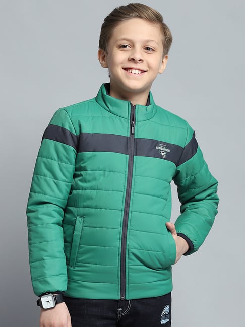 Monte Carlo Boys Printed Green Mock Neck Full Sleeve Jacket-picture-25