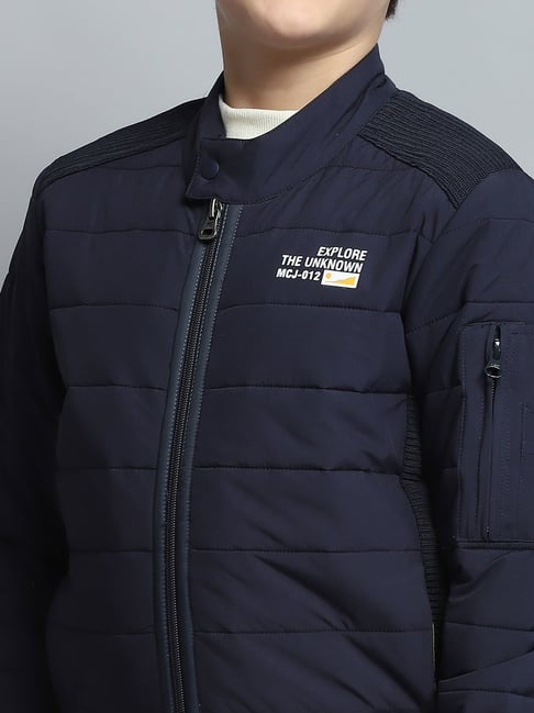 Buy Monte Carlo Boys Printed Navy Blue Mock Neck Full Sleeve