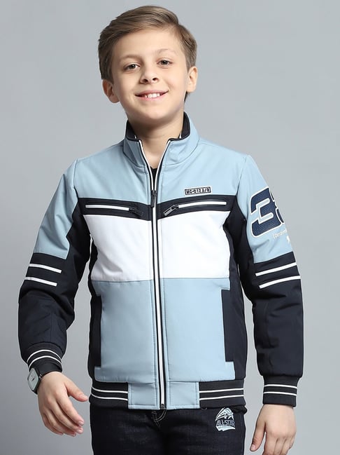 Monte Carlo Boys Printed Blue Mock Neck Full Sleeve Jacket-picture-47