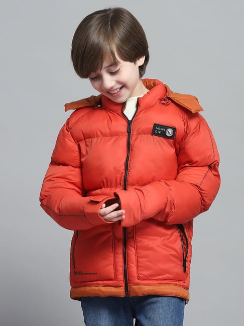 Monte Carlo Boys Solid Rust Hooded Neck Full Sleeve Jacket-picture-24