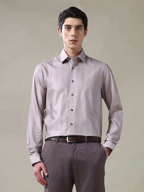 Arrow Purple Cotton Slim fit Print Formal Shirt-picture-31
