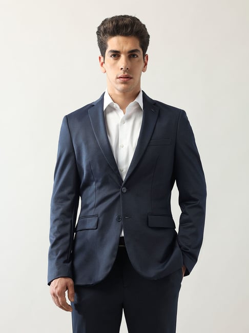Arrow Blue Nylon Slim fit Self Two Piece Suit