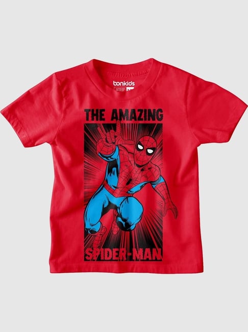 Bonkids Boys Superhero Printed Spider-Man Cotton T-Shirt-picture-13