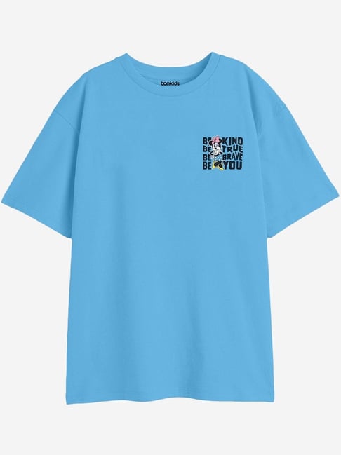 Bonkids Girls Typography Printed Drop-Shoulder Sleeves Cotton Oversized T-Shirt-picture-38