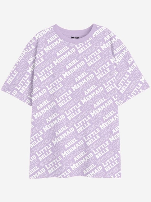 Bonkids Girls Typography Printed Drop-Shoulder Sleeves Cotton Oversized T-Shirt-picture-37