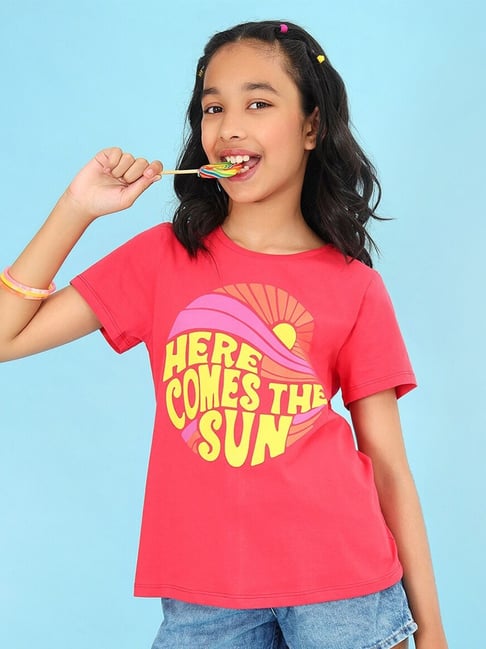 Bonkids Girls Typography Printed Cotton T-Shirt-picture-11