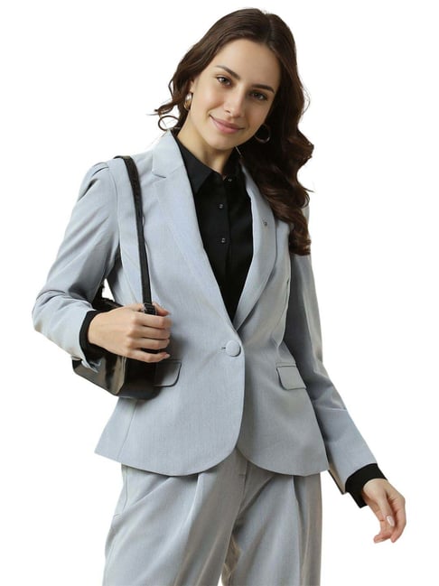 Buy Allen Solly Grey Regular Fit Blazer for Women Online @ Tata CLiQ