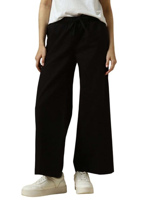 Allen Solly Black Cotton Regular Fit Trousers-picture-24