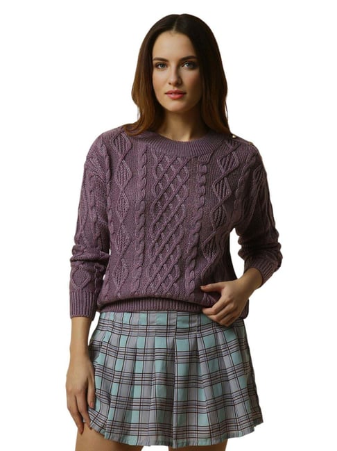 Allen Solly Purple Regular Fit Self Sweater-picture-38