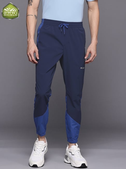 Columbia Blue Regular Fit Colour Block Sports Joggers-picture-21