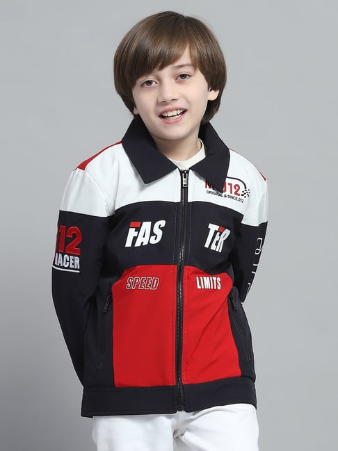 Buy Monte Carlo Boys Printed Navy Blue Collar Neck Full Sleeve