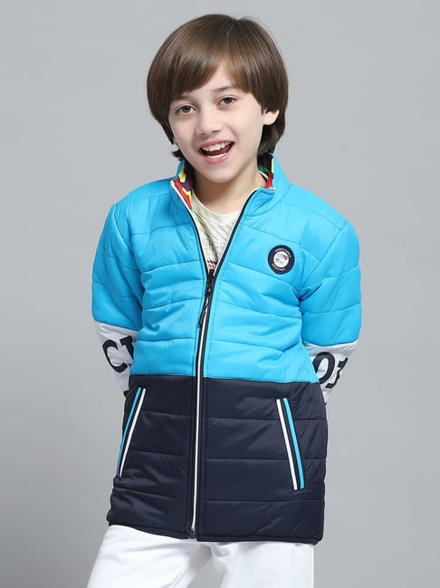 Monte Carlo Boys Solid Blue Mock Neck Full Sleeve Jacket-picture-39