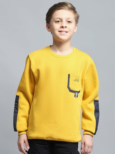 Crew Neck Yellow Sweatshirt For Kids Buy Monte Carlo Boys Solid
