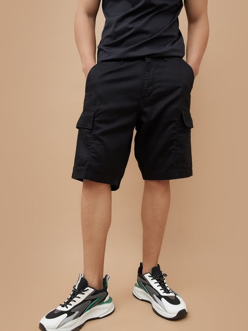 Black Khaki Shorts Style Men Buy URB_N Men Solid Cargo Shorts