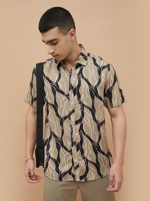 Fame Forever By Lifestyle Brown Regular Fit Printed Shirt-picture-47